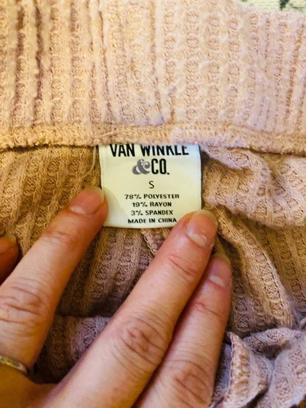 VAN WINKLE & CO Pink Waffle Knit Pajama Pants - Picture 3 of 3
